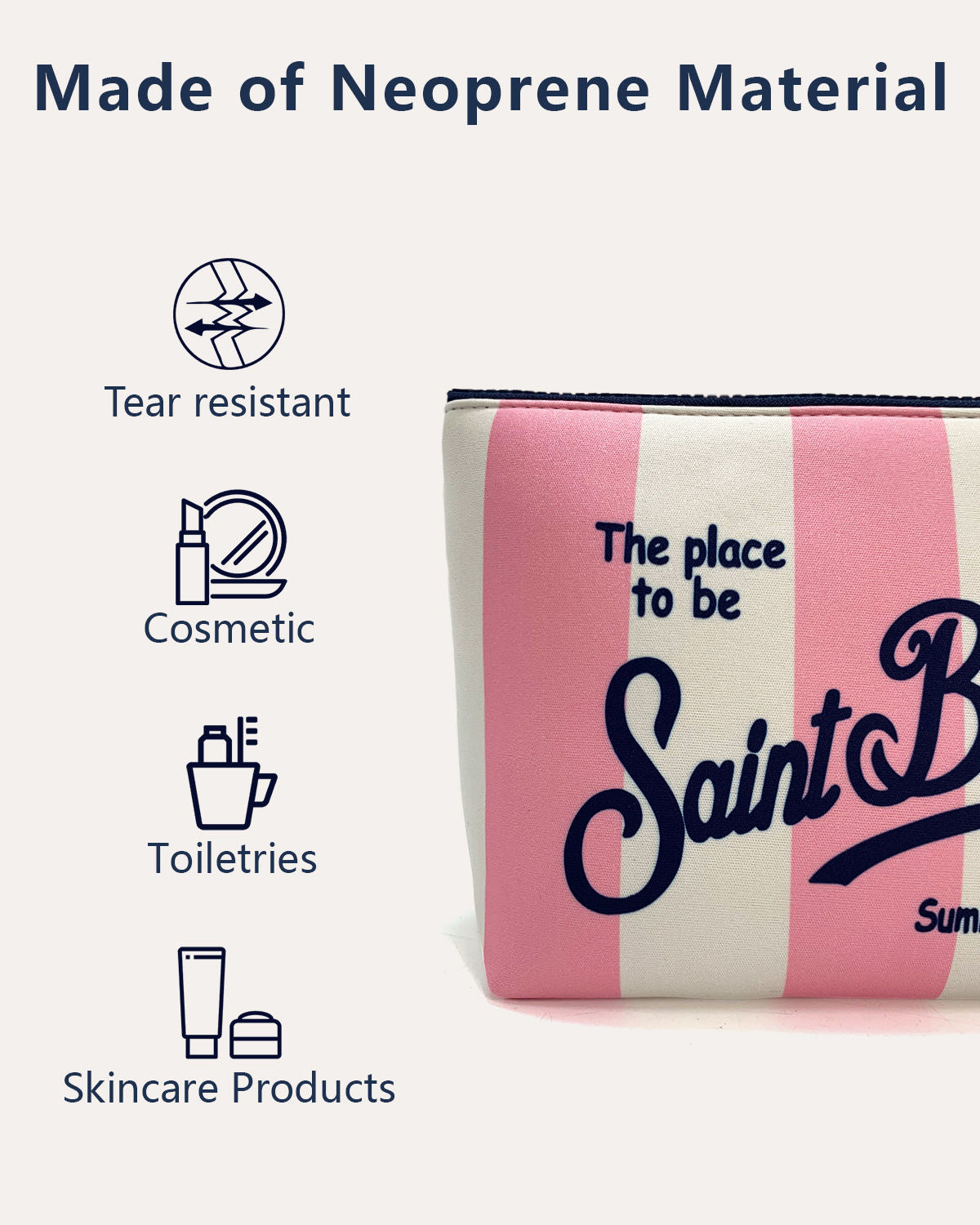 RTS Reusable and Eco-Friendly Neoprene Makeup Bag, Waterproof, for Women, Large Capacity, Women's Pouch